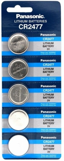 Panasonic CR2477 lithium knapcellebatteri 3V, pakke med 5 stk.