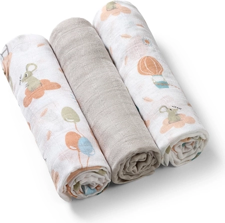 BabyOno bambusbleer 70 × 70 cm, 3 stk – grå mix
