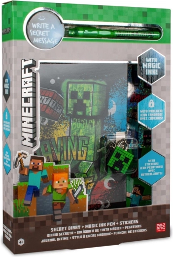Minecraft hemmelig dagbog med magisk UV-pen og klistermærker