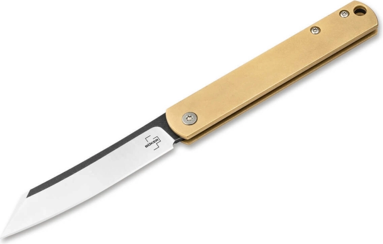 Böker Plus Zenshin 42 Brass foldekniv 7,5 cm med stonewash-finish