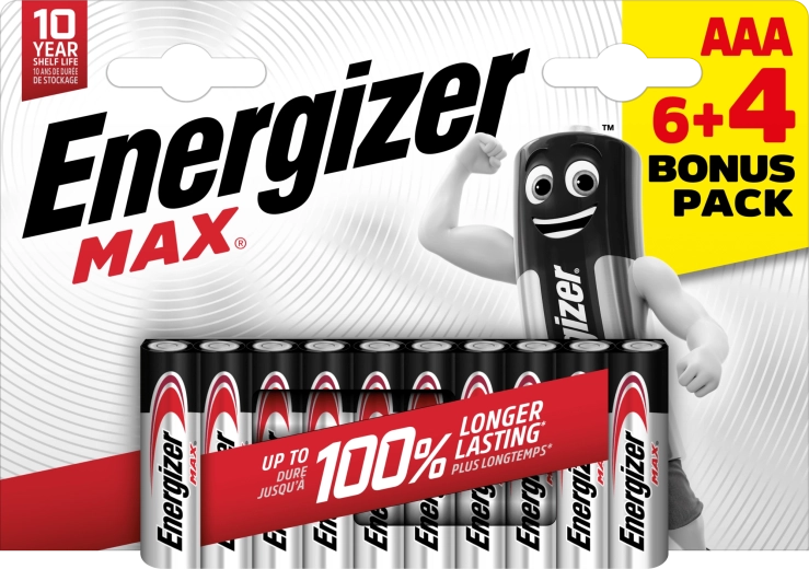 Energizer Max AAA alkaline batterier 10 stk.