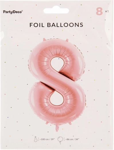 Folieballon tal 8 i pink, 86 cm