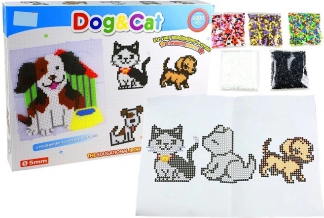 Sæt med strygeperler hund og kat 6000 stk.