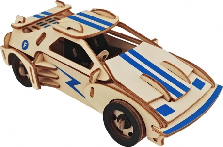 Woodcraft træ 3D-puslespil Racerbil