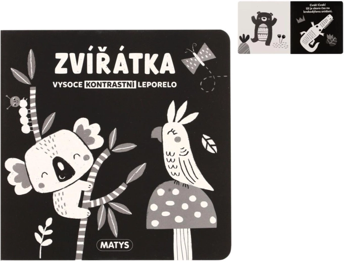 Højkontrast leporello med dyr 16 × 16 cm