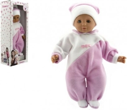 Babydukke 50 cm med blødt stofkrop, lyserød-hvid sparkedragt