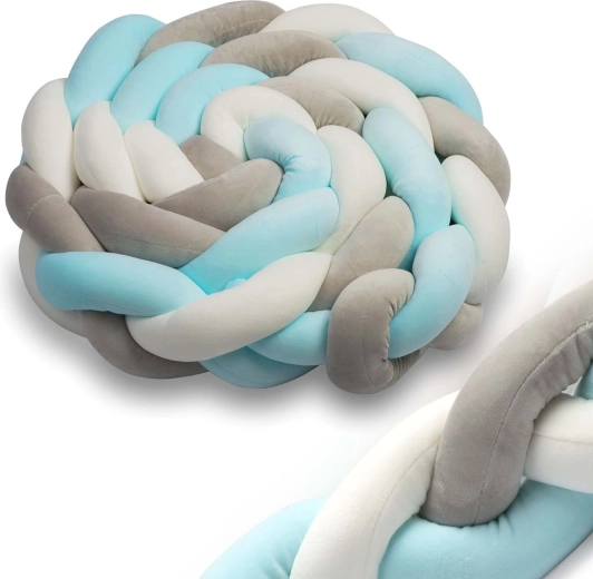 Flettet sengekant til tremmeseng Ricokids 2 m – blå-grå