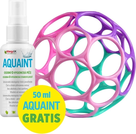 Oball Classic babybold 10 cm pink‑lilla + Aquaint økologisk rensevand 50 ml