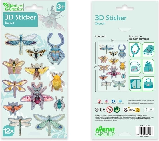 3D klistermærker med insekter