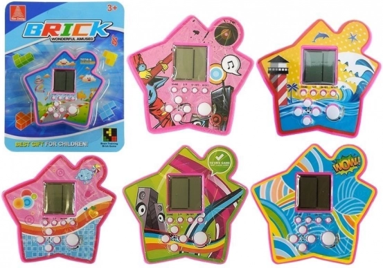 Lomme-elektronisk TETRIS-spil i stjerneform – lilla