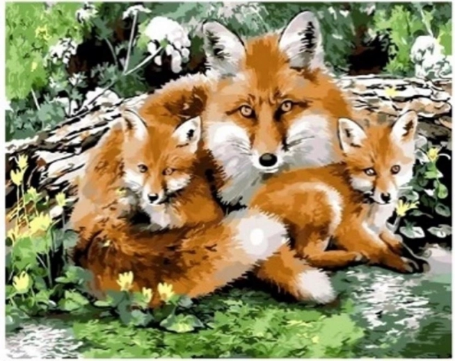 Diamantmosaik – familien Fox
