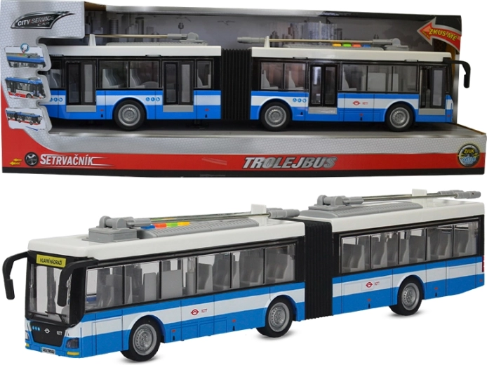 Ledbus-trolley 1:16 blå‑hvid