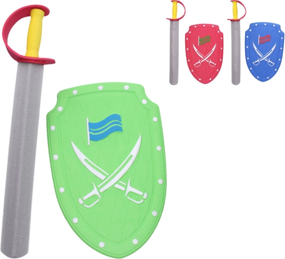 Skumsværd og skjold i rød farve 57 cm