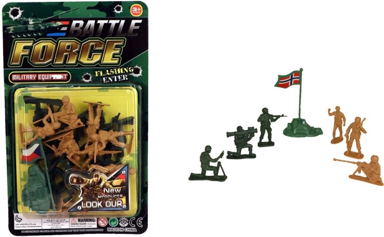 Militærsæt med plastiksoldater med flag og udstyr (21 stk.)