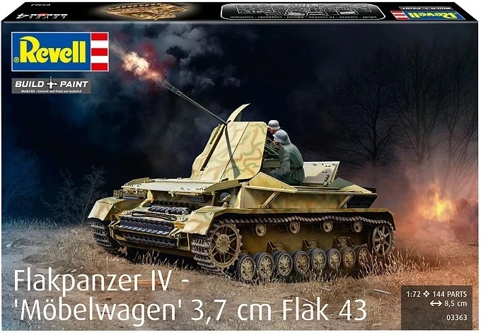 Plastikmodel af kampvognen Flakpanzer IV 3,7 cm Flak 43 (1:72)