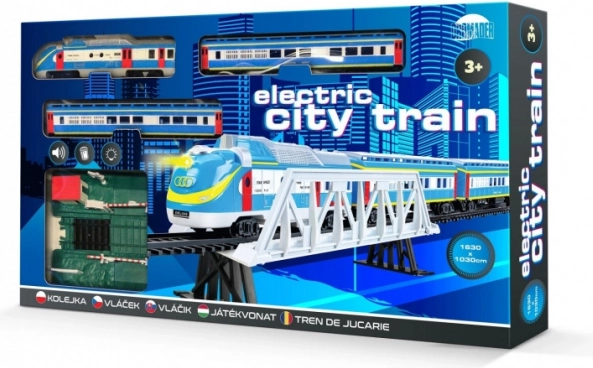 Express-tog med jernbaneoverkørsel