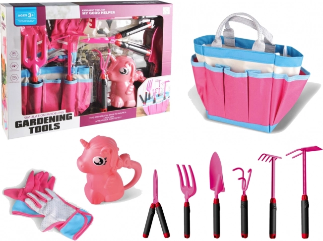 Havesæt med værktøj og enhjørning