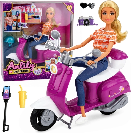 Anlily rejsende på scooter med hjelm og tilbehør - 1 stk.