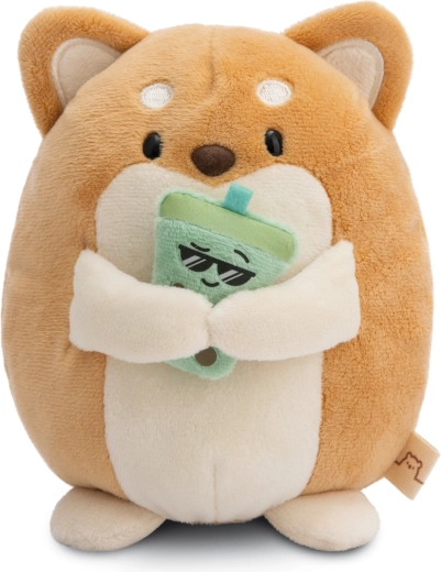 Plysbamse Shiba Inu Hiro MyMochi 16 cm med bubble tea i gaveæske