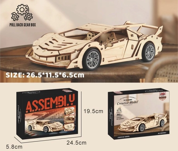 Træbyggesæt racerbil 26,5 cm