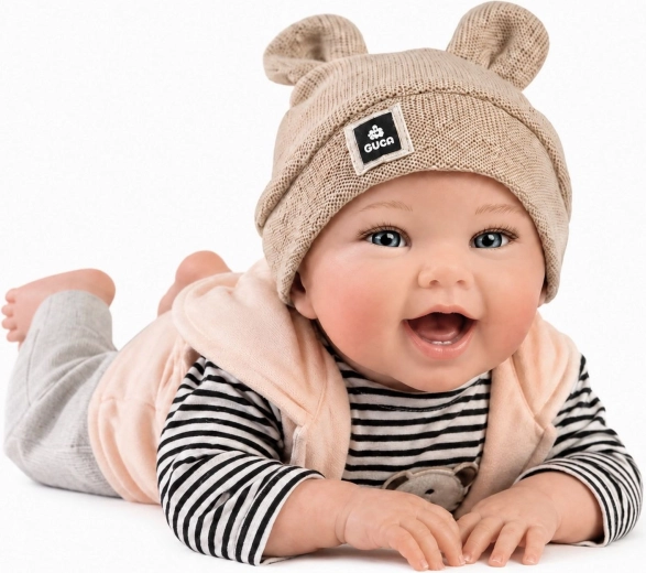 Guca Oliver realistisk vægtet babydukke med lyde og blød stofkrop 42 cm
