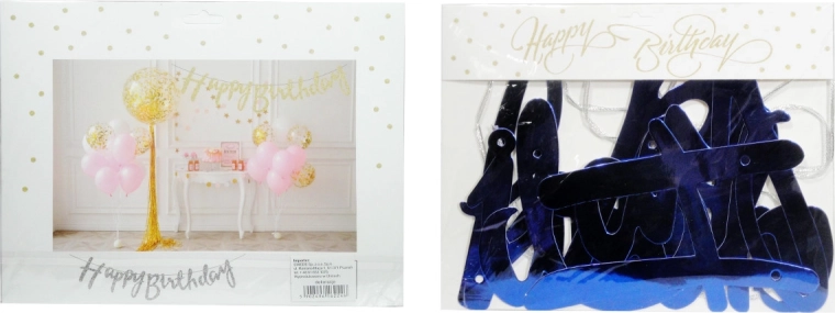 Papirguirlande Happy Birthday – gennemsigtig, ensidet