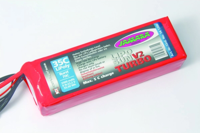 LipoSun V2 Turbo LiPo-batteri 22,2 V 2500 mAh 35C/70C med GPR 6N-balancerstik