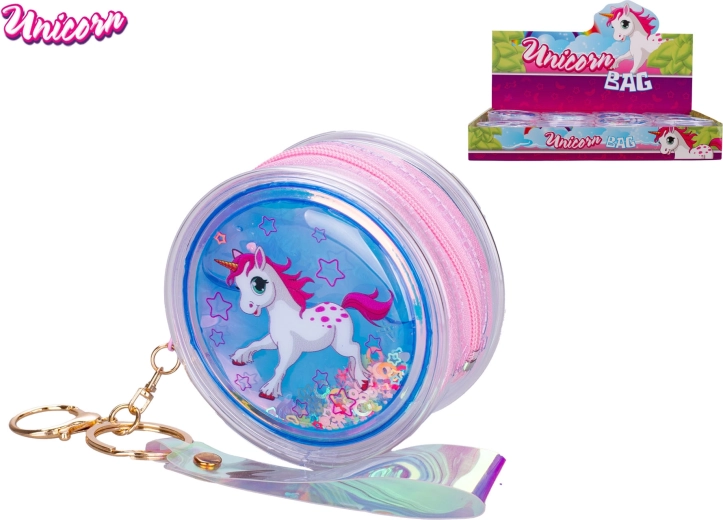 Unicorn mini-håndtaske med holografiske glimmer og vedhæng