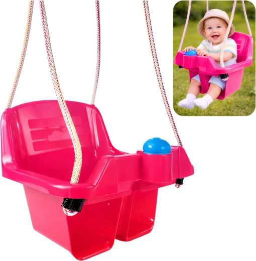 Rosa babygynge med spandsæde