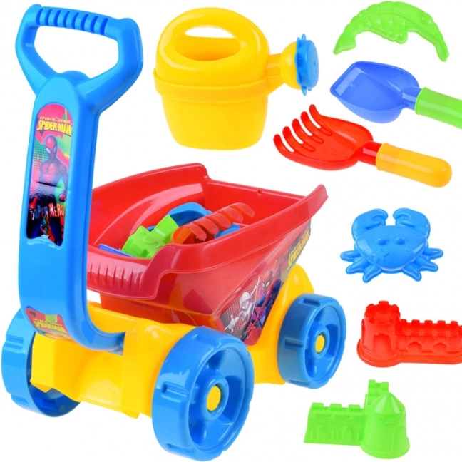 Sandsæt til børn med vogn og Spiderman-tilbehør