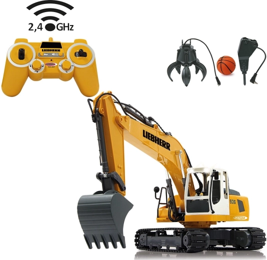 Jamara licenseret bæltegravemaskine Liebherr R 936 RC 1:20 2,4 GHz med grab og nedbrydningshammer