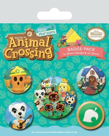 Sæt med Animal Crossing-badges – 5 stk.