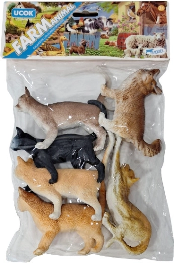 Katte i en sæk – sæt med realistiske kattefigurer