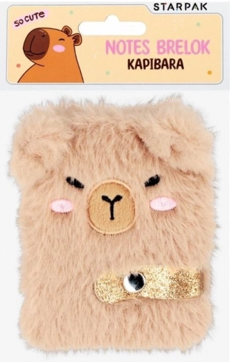 Plysdagbog med nøglering-vedhæng Capybara - 1 stk.
