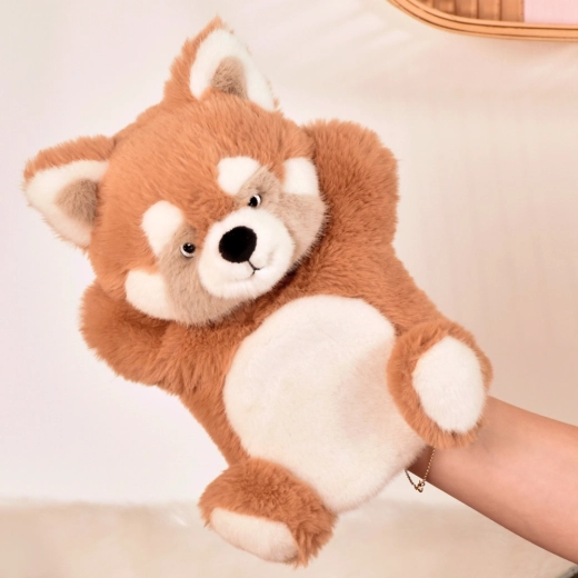 Histoire d’Ours plysjhånddukke Panda rød 24 cm