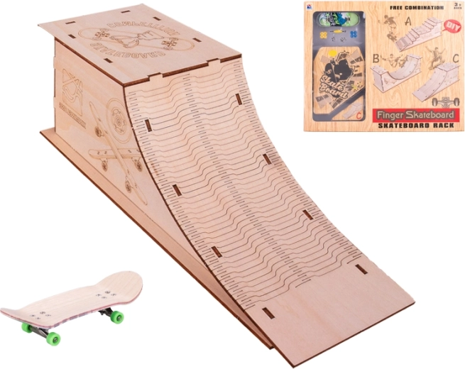 skateboard 10 cm med trærampe – metal mini fingerboard-sæt