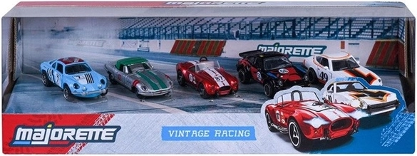 Majorette Vintage Racing – sæt med 5 racerbiler