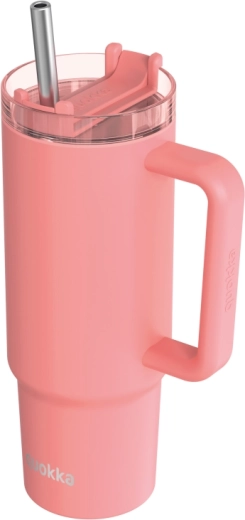 Termokrus i rustfrit stål Quokka Vibe Coral Drop Safe med sugerør 880 ml