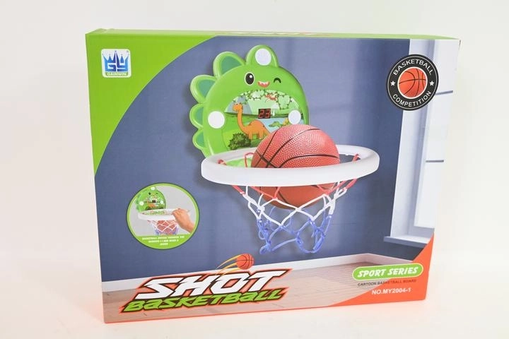 Basketkurv til børn med dinosaur-plade og bold