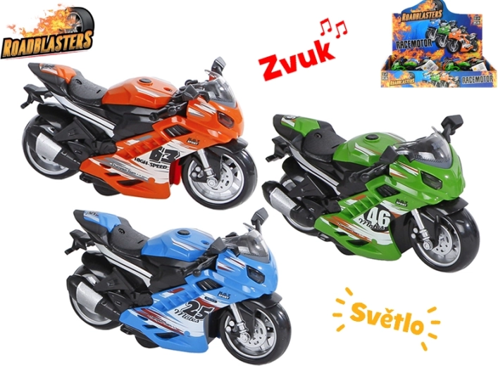 Roadblasters friktionsmotorcykel med lys og lyde 14,5 cm