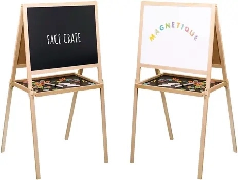 Jeujura træ multifunktionel dobbeltsidet tavle med magnetisk overflade 56 × 43 cm