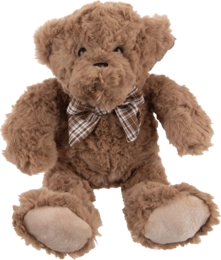 Plys-bamse med sløjfe brun 20 cm