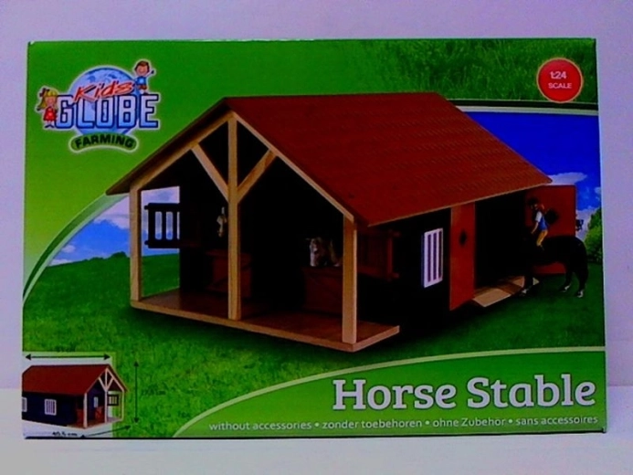 Kids Globe Farming hestestald i træ 1:24