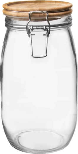 Glasbeholder med bambuslåg og patentlukning 2,3 l
