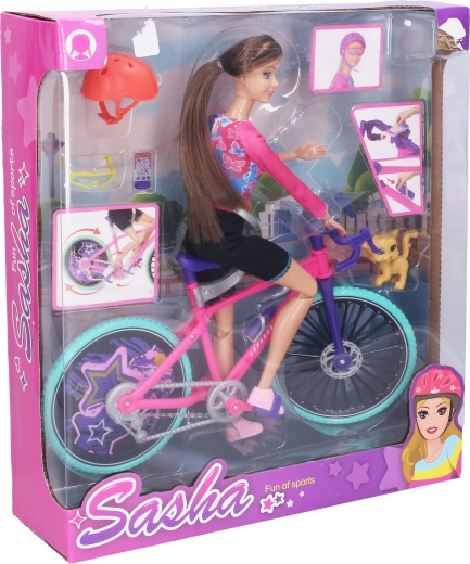 Dukke på cykel 26 cm