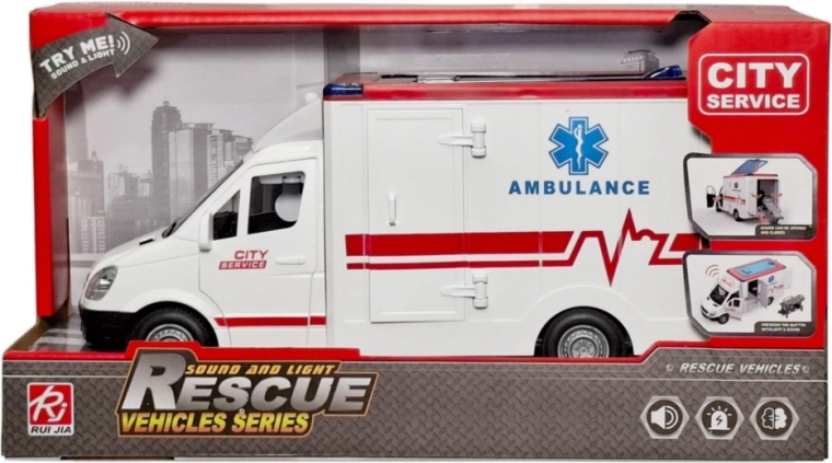Børne-redningsambulance med lys og lyd - 1 stk.