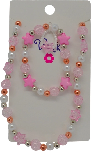 Kreativt sæt halskæde og armbånd – perler og stjerner