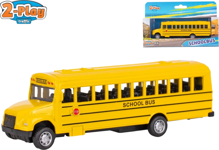 2-Play amerikansk skolebus med optræks-pullback 14 cm
