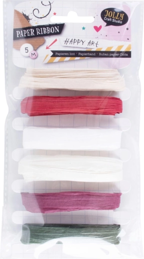 Papir-gavebånd 5 m – farvemix, sæt med 6 stk.