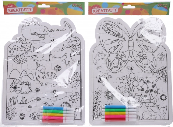 Kreativt sæt puslespil og tuscher